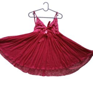 Mesh Flowy Lingerie Slip Red Size Medium
